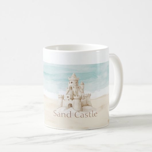 Zandkasteel op het strand koffiemok (Voorkant rechts)