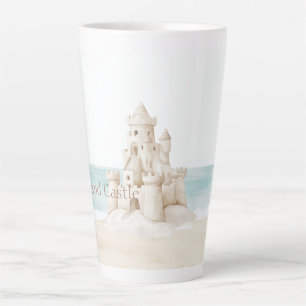 Zandkasteel op het strand latte mok