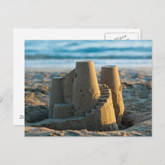 Zandkasteel op het strand Leuke leuke nautische zo Briefkaart (Voorkant / Achterkant)