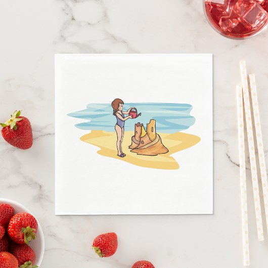 Zandkasteel op het strand servet