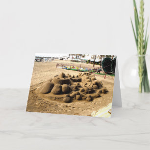 Zandkasteel op het strand van Marbella Feestdagen Kaart