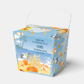 Zandkasteel strand leuk baby boy verjaardagsfeestj bedankdoosjes (Voorkant Zijde)