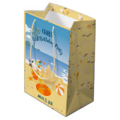 Zandkasteel strand leuk baby boy verjaardagsfeestj medium cadeauzakje (Achterkant Gekanteld)