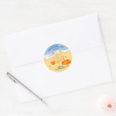 Zandkasteel strand leuk baby boy verjaardagsfeestj ronde sticker (Envelop)