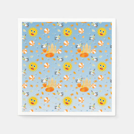 Zandkasteel strand leuk baby boy verjaardagsfeestj servet