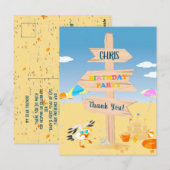 Zandkasteel strandplezier baby jongen verjaardagsf briefkaart (Voorkant / Achterkant)