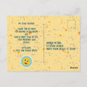 Zandkasteel strandplezier baby jongen verjaardagsf briefkaart (Achterkant)