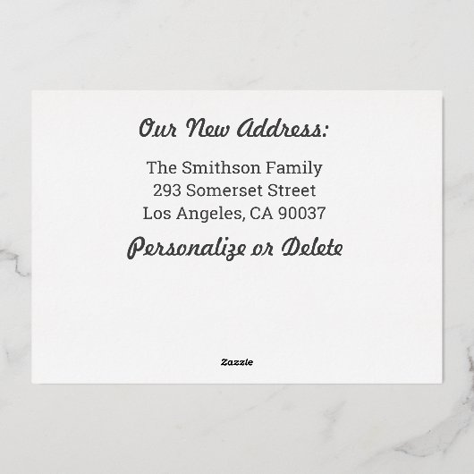 Zandkasteel We zijn verhuisd Grappige verhuisberic Folie Feestdagenkaart (Achterkant)