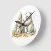 Zandkastelen en teddyberen ronde klok (Hoek)