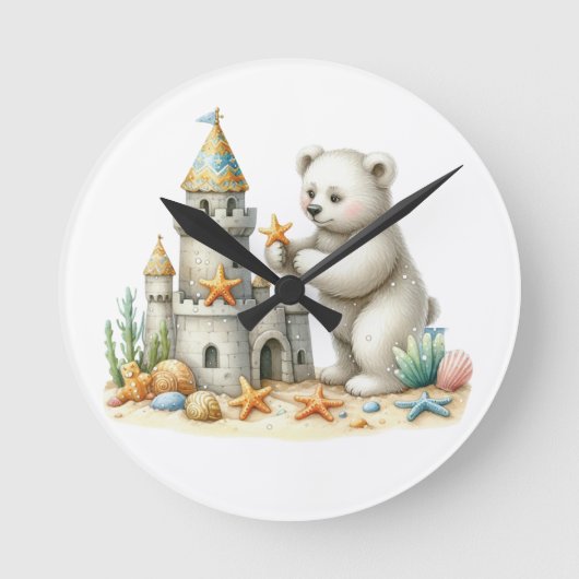 Zandkastelen en teddyberen ronde klok (Voorkant)