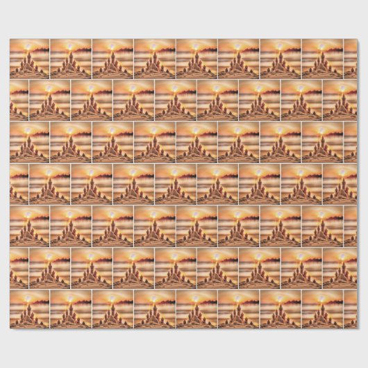 Zandkastelen op Sunset Beach Cadeaupapier (Vlak)