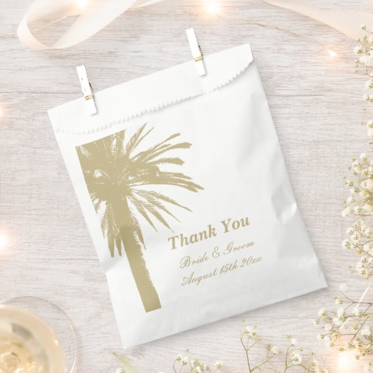 Zandkleur palmboom strand bruiloft gunst tassen bedankzakje (Geknipt)