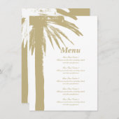 Zandkleur palmboom strand bruiloft menu sjabloon (Voorkant / Achterkant)