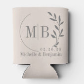 Zandkleurig Roze Blad Trouw Monogram Blikjeskoeler (Achterkant)