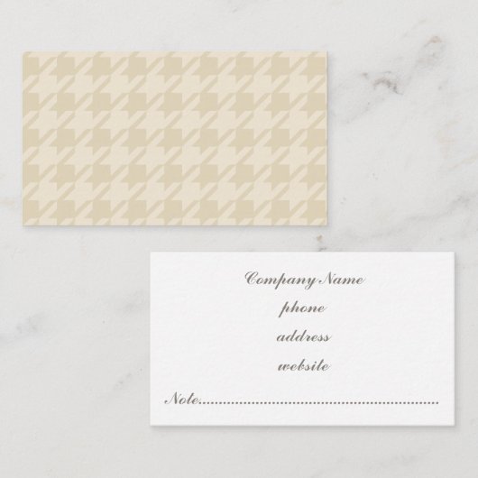 Zandkleurige houndstooth visitekaartje (Voorkant / Achterkant)