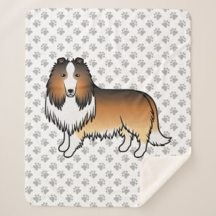 Zandkleurige Rough Collie Cute Cartoon Hond & Poot Sherpa Deken