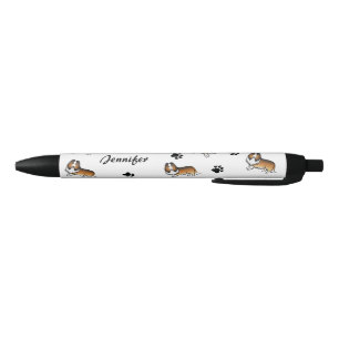 Zandkleurige Rough Collie Honden Met Poten & Naam Zwarte Inkt Pen
