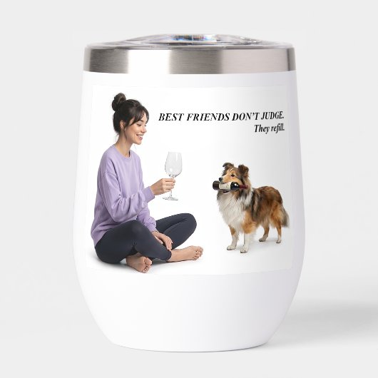 Zandkleurige Sheltie Grappige Wijn Vriend (Voorkant)