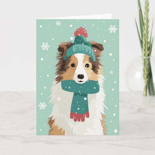 Zandkleurige Sheltie kerstgroet Kaart (Voorkant)