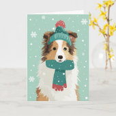 Zandkleurige Sheltie kerstgroet Kaart (Gele Bloem)