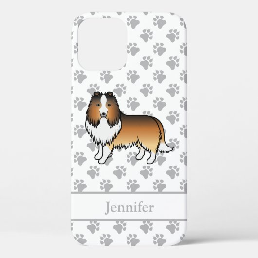 Zandkleurige Shetland Schaapshond Cartoon Hond & N Case-Mate iPhone Case (Achterkant)