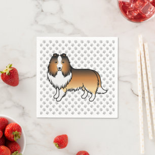 Zandkleurige Shetland Schaapshond Cartoon Hond & P Servet