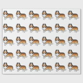 Zandkleurige Shetland Sheepdog Cartoon Hond Patroo Cadeaupapier (Vlak)