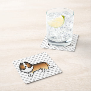Zandkleurige Shetland Sheepdog Cartoon Hond & Poot Kartonnen Onderzetters