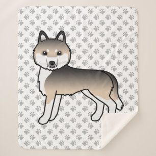 Zandkleurige Siberische Husky Schattige Cartoon Ho Sherpa Deken