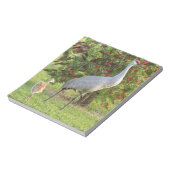 Zandkraan met een kuiken op het Notitieblok met bo (Linkerzijde)