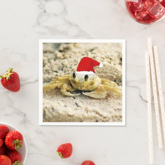 Zandkrab in Kerstmis in Santa Hat Servetten (Insitu)