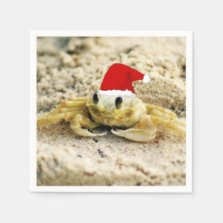Zandkrab in Kerstmis in Santa Hat Servetten