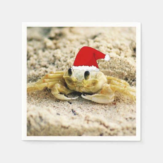 Zandkrab in Kerstmis in Santa Hat Servetten (Voorkant)
