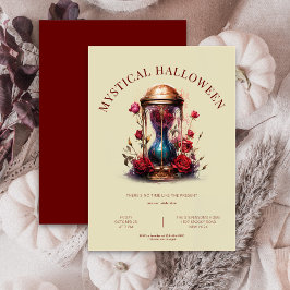 Zandloper met rozen, beige & bordeaux Halloween Kaart