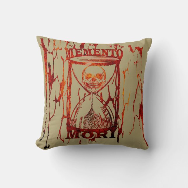 Zandloper Schedel Memento Mori Kussen (Voorkant)