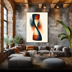 Zandlopersstroom Japandi Abstracte Tijdsymboliek K Poster