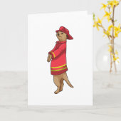 Zandmangat als brandweerman met helm kaart (Gele Bloem)