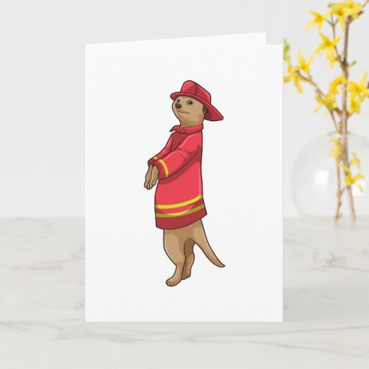 Zandmangat als brandweerman met helm kaart (Gele Bloem)