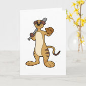 Zandmeerkat als honkbalspeler met honkbalknuppel kaart (Gele Bloem)