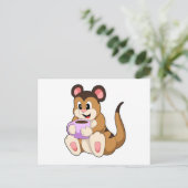 Zandmeerval met mok koffie briefkaart (Staand voorkant)