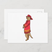 Zandmeesje als brandweerman met helm briefkaart (Voorkant / Achterkant)
