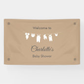 Zandminimalistisch genderneutraal Baby shower Spandoek (Horizontaal)