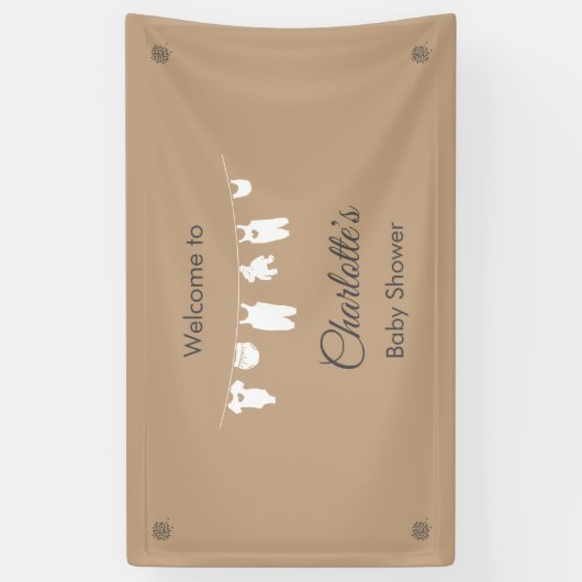 Zandminimalistisch genderneutraal Baby shower Spandoek (Verticaal)