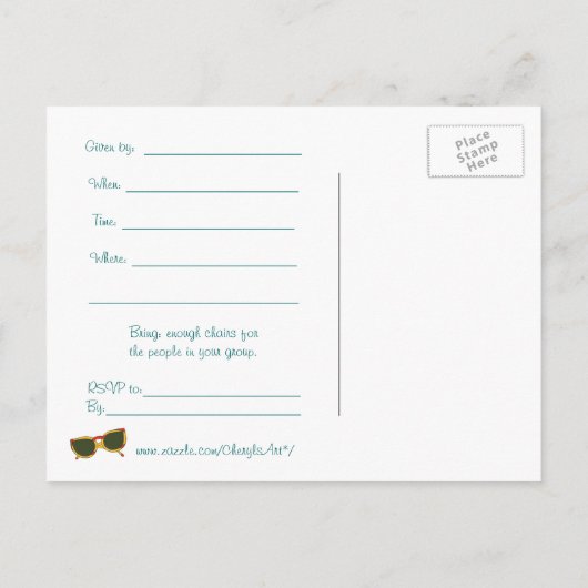 Zandoceaan, Uitnodiging voor strandfeest, briefkaa (Achterkant)