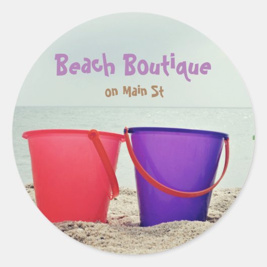 Zandpakjes in de Zand Aangepast Ronde Sticker (Voorkant)