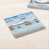 Zandpiers die langs de strand lopen kartonnen onderzetters (Schuin)