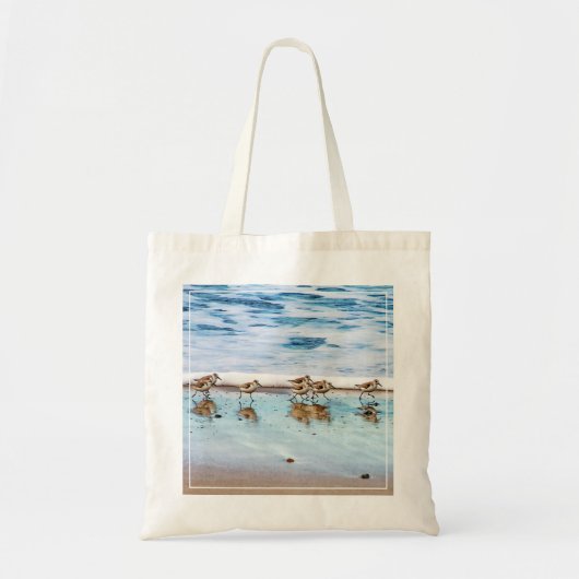 Zandpiers die langs de strand lopen tote bag (Voorkant)