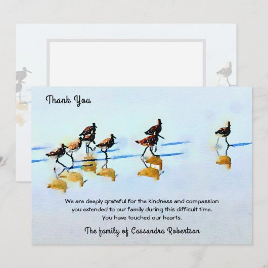 Zandpipers op Hilton Head Beach Sympathie Aankondiging (Voorkant / Achterkant)