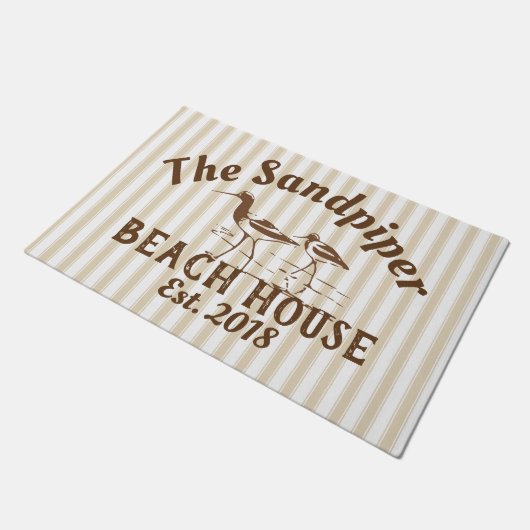 Zandpipervogels & Stripes Beach House Neutraal Deurmat (Schuin)