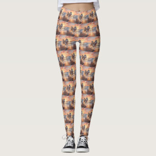 Zandpoten Alaskan Malamute Hond op Strand Zonsonde Leggings